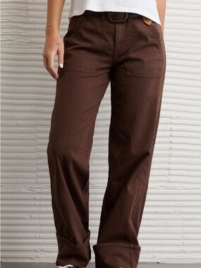 American Eagle stretch utilitity stove pipe pants dark brown